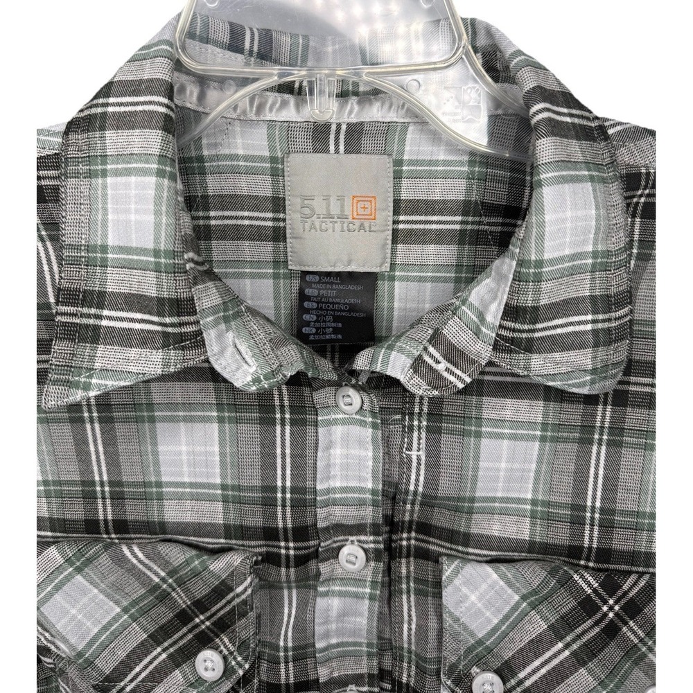 5.11 Tactical Women's Small Gray White Plaid Long Sleeve Button Up‎ Shirt
